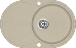 vidaXL - Gootsteen - enkele - bak - ovaal - graniet - beige
