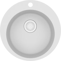 vidaXL - Gootsteen - enkele - bak - rond - graniet - wit