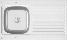 vidaXL - Gootsteen - met - afvoerset - 1000x600x155 - mm - roestvrij - staal - zilver