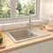 vidaXL - Gootsteen - met - overloopgat - ovaal - graniet - beige