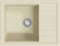vidaXL - Gootsteen - met - overloopgat - ovaal - graniet - beige