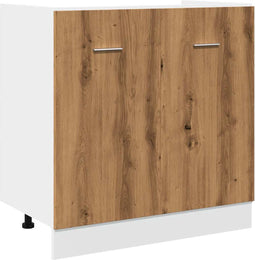 vidaXL - Gootsteenkast - 80x46x81,5 - cm - bewerkt - hout - artisanaal - eikenkleur