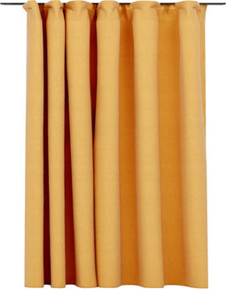 vidaXL - Gordijn - linnen-look - verduisterend - met - haken - 290x245 - cm - geel
