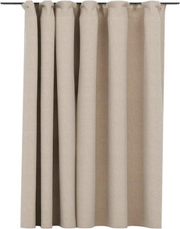 vidaXL - Gordijn - linnen-look - verduisterend - met - haken - 290x245 - cm - beige