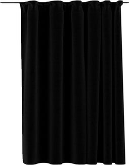 vidaXL - Gordijn - linnen-look - verduisterend - met - haken - 290x245 - cm - zwart