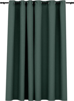 vidaXL - Gordijn - linnen-look - verduisterend - met - ogen - 290x245 - cm - groen