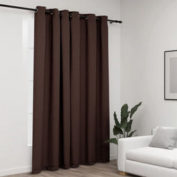 vidaXL - Gordijn - linnen-look - verduisterend - met - ogen - 290x245 - cm - taupe