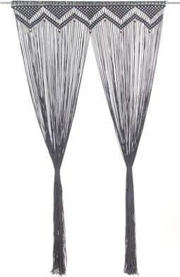 vidaXL - Gordijn - macramé - 140x240 - cm - katoen - antraciet