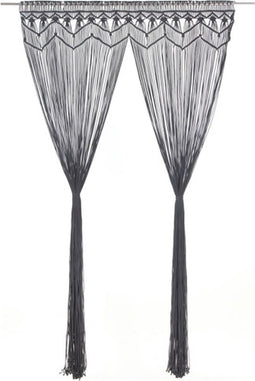 vidaXL - Gordijn - macramé - 140x240 - cm - katoen - antraciet