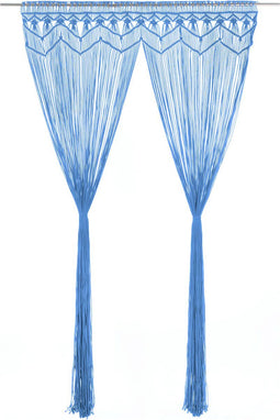 vidaXL - Gordijn - macramé - 140x240 - cm - katoen - blauw