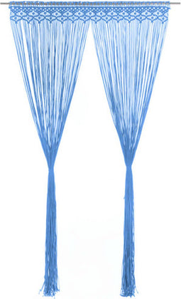 vidaXL - Gordijn - macramé - 140x240 - cm - katoen - blauw