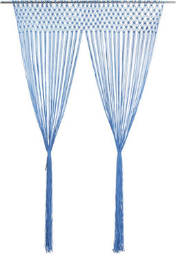 vidaXL - Gordijn - macramé - 140x240 - cm - katoen - blauw