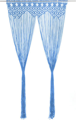vidaXL - Gordijn - macramé - 140x240 - cm - katoen - blauw
