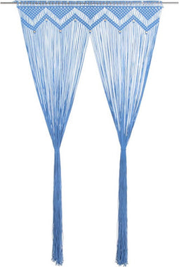 vidaXL - Gordijn - macramé - 140x240 - cm - katoen - blauw