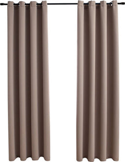 vidaXL - Gordijn - verduisterend - met - metalen - ringen - 2 - st - 140x175 - cm - taupe