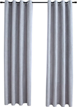 vidaXL - Gordijn - verduisterend - met - metalen - ringen - 2 - st - 140x245 - cm - grijs