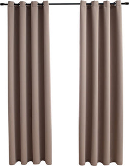 vidaXL - Gordijn - verduisterend - met - metalen - ringen - 2 - st - 140x245 - cm - taupe