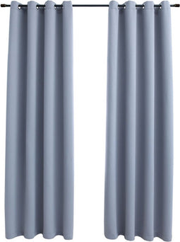 vidaXL - Gordijn - verduisterend - met - metalen - ringen - 2 - st - 140x245 - cm - grijs