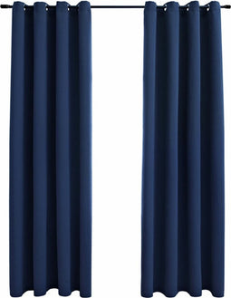 vidaXL - Gordijn - verduisterend - met - metalen - ringen - 2 - st - 140x225 - cm - blauw