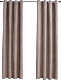 vidaXL - Gordijn - verduisterend - met - metalen - ringen - 2 - st - 140x225 - cm - taupe