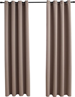 vidaXL - Gordijn - verduisterend - met - metalen - ringen - 2 - st - 140x225 - cm - taupe