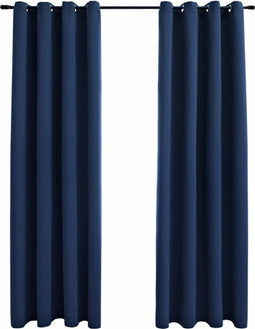 vidaXL - Gordijn - verduisterend - met - metalen - ringen - 2 - st - 140x245 - cm - blauw