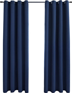 vidaXL - Gordijn - verduisterend - met - metalen - ringen - 2 - st - 140x175 - cm - blauw