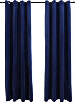 vidaXL - Gordijn - verduisterend - met - ringen - 2 - st - 140x175 - cm - fluweel - blauw