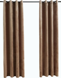 vidaXL - Gordijn - verduisterend - met - ringen - 2 - st - 140x175 - cm - fluweel - beige