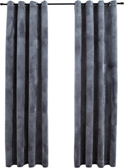 vidaXL - Gordijn - verduisterend - met - ringen - 2 - st - 140x225 - cm - fluweel - grijs