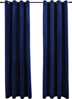 vidaXL - Gordijn - verduisterend - met - ringen - 2 - st - 140x245 - cm - fluweel - blauw
