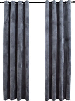 vidaXL - Gordijn - verduisterend - met - ringen - 2 - st - 140x245 - cm - fluweel - zwart