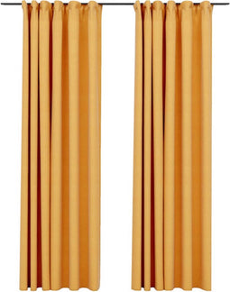 vidaXL - Gordijnen - linnen-look - verduisterend - haken - 2 - st - 140x245 - cm - geel