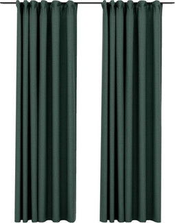 vidaXL - Gordijnen - linnen-look - verduisterend - haken - 2 - st - 140x245 - cm - groen