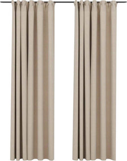vidaXL - Gordijnen - linnen-look - verduisterend - haken - 2 - st - 140x245 - cm - beige
