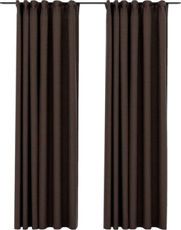 vidaXL - Gordijnen - linnen-look - verduisterend - haken - 2 - st - 140x245 - cm - taupe