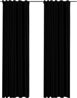 vidaXL - Gordijnen - linnen-look - verduisterend - haken - 2 - st - 140x225 - cm - zwart