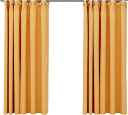 vidaXL - Gordijnen - linnen-look - verduisterend - haken - 2 - st - 140x175 - cm - geel