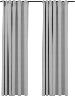 vidaXL - Gordijnen - linnen-look - verduisterend - haken - 2 - st - 140x245 - cm - grijs