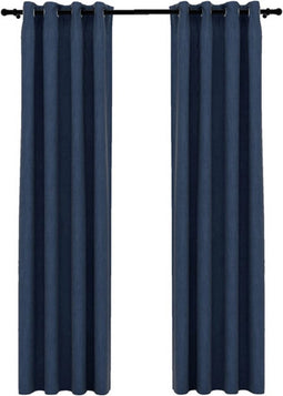 vidaXL - Gordijnen - linnen-look - verduisterend - ogen - 2 - st - 140x225 - cm - blauw