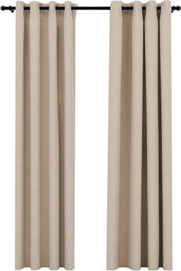 vidaXL - Gordijnen - linnen-look - verduisterend - ogen - 2 - st - 140x225 - cm - beige