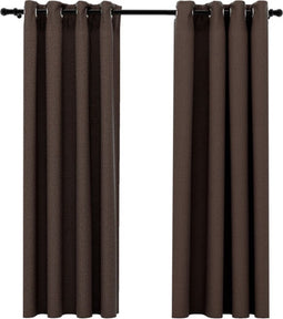 vidaXL - Gordijnen - linnen-look - verduisterend - ogen - 2 - st - 140x175 - cm - taupe