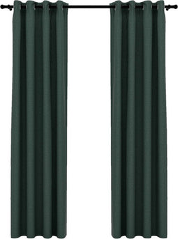 vidaXL - Gordijnen - linnen-look - verduisterend - ogen - 2 - st - 140x225 - cm - groen