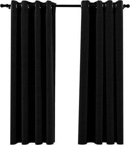 vidaXL - Gordijnen - linnen-look - verduisterend - ogen - 2 - st - 140x175 - cm - zwart