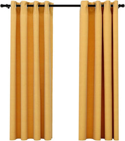 vidaXL - Gordijnen - linnen-look - verduisterend - ogen - 2 - st - 140x175 - cm - geel