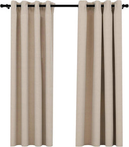 vidaXL - Gordijnen - linnen-look - verduisterend - ogen - 2 - st - 140x175 - cm - beige