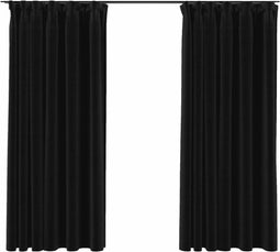 vidaXL - Gordijnen - linnen - verduisterend - haken - 2 - st - 140x175 - cm - antraciet