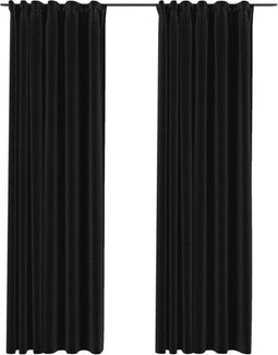 vidaXL - Gordijnen - linnen - verduisterend - haken - 2 - st - 140x225 - cm - antraciet