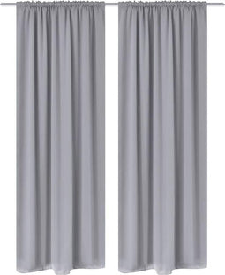 vidaXL - Gordijnen - met - gleuven - 135 - x - 245 - cm - grijs - 2 - st