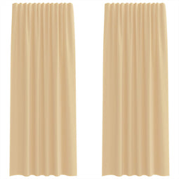 vidaXL - Gordijnen - met - lussen - 2 - st - 140x225 - cm - zand